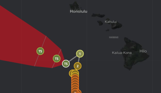ハリケーンレーンの影響で大雨のヒロ